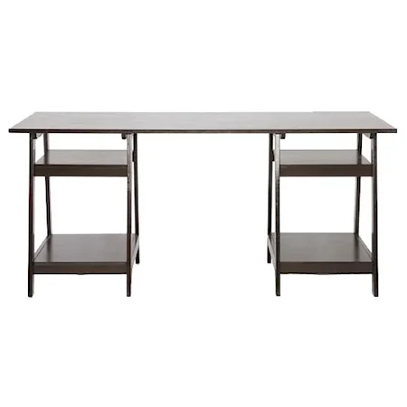 Mott Dark Brown Wood Modern Desk with Sawhorse Legs (Large)